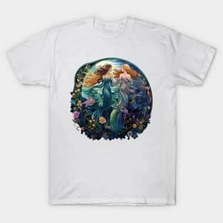 Two beautiful mermaids under water. T-Shirt